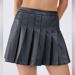 Urban Outfitters Stella Pleated Faux Leather Mini Skirt